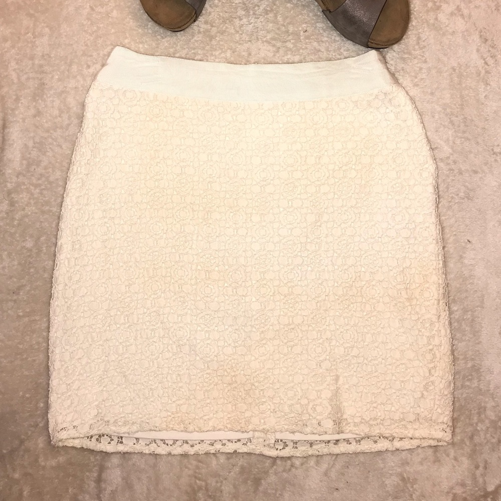 Cream Lace Mini Skirt